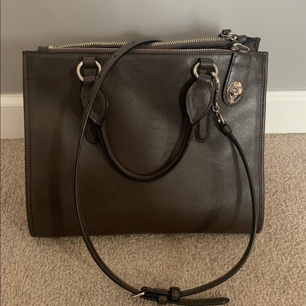 Coach Crosby Carryall Dark Brown Leather - Picture 2 of 4
